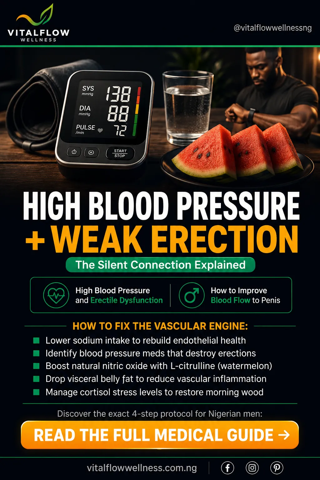 The Connection Between High Blood Pressure and Weak Erection ? VitalFlow Wellness infographic